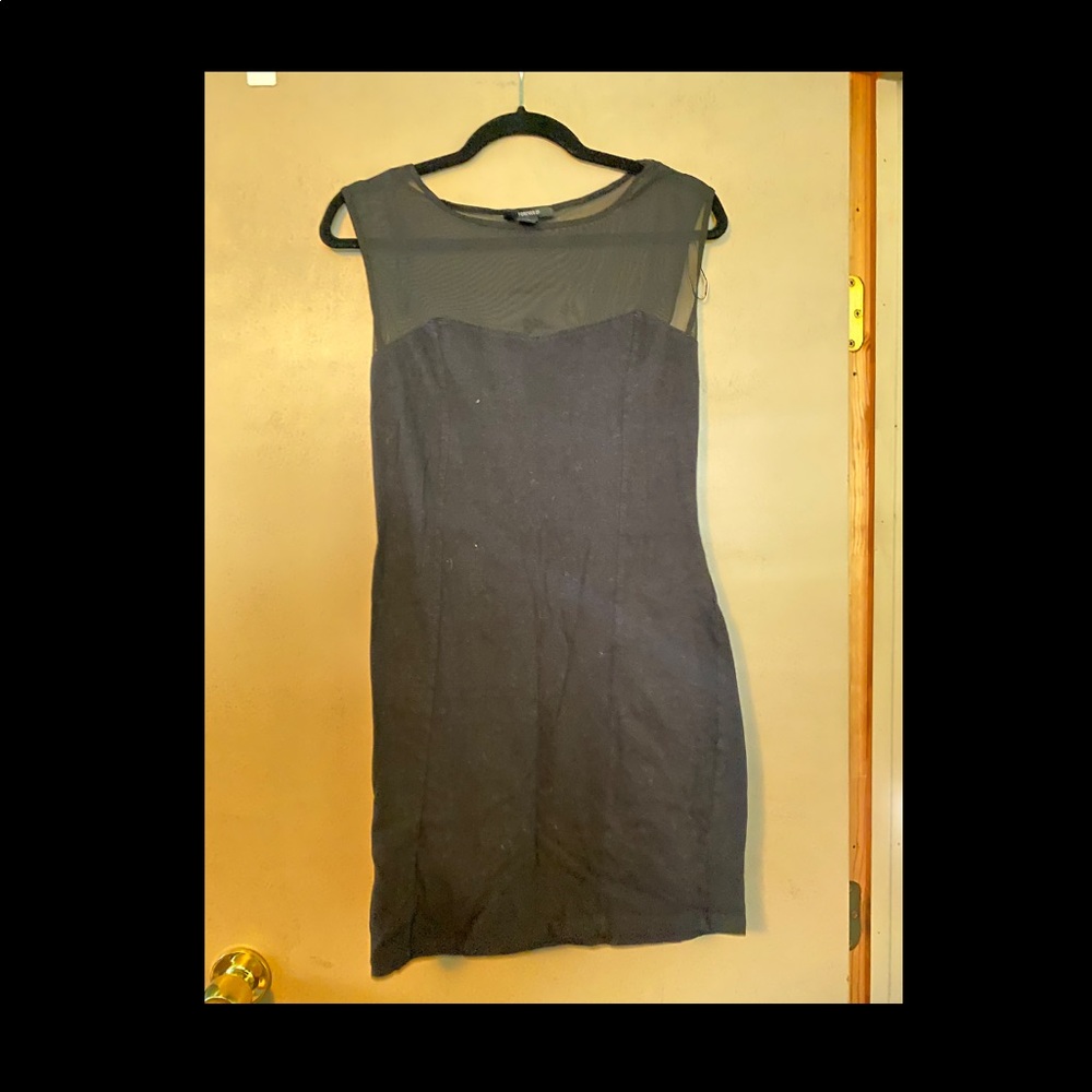 Black fitted dress with sheer top - L